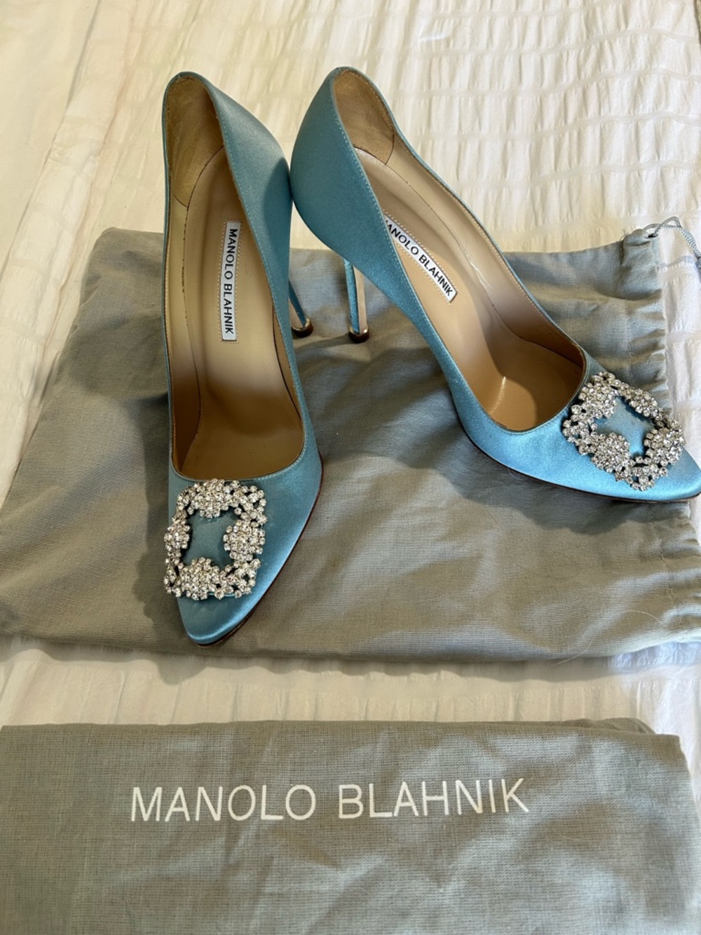 Manolo Blahnik Hangisi Crystal Buckled Pump